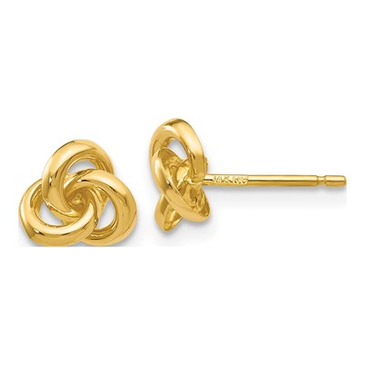 14K Yellow Gold Trinity Knot Stud Earrings