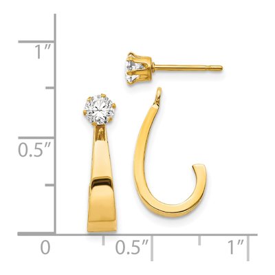 14K Yellow Gold 21mm CZ J- Hoop Earrings – view 6