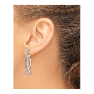 14K White Gold CZ Curved Dangle Earrings – view 5