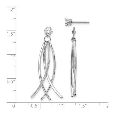 14K White Gold CZ Curved Dangle Earrings – view 6