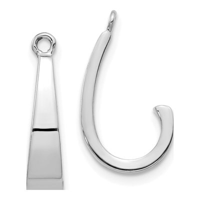 14K White Gold 19mm J- Hoop Earrings