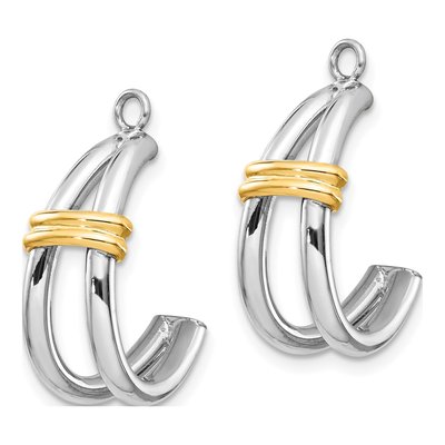 14K Two-Tone Gold 21mm J- Hoop Earrings – view 4