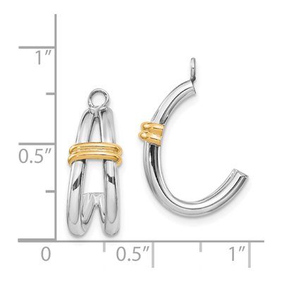 14K Two-Tone Gold 21mm J- Hoop Earrings – view 5