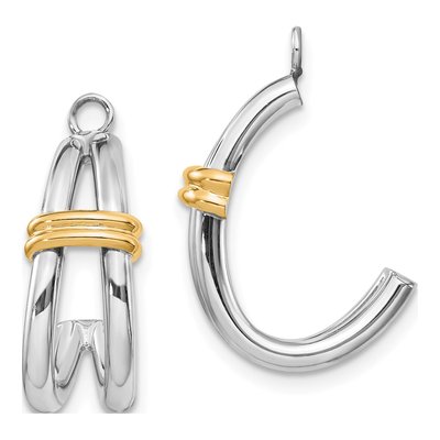 14K Two-Tone Gold 21mm J- Hoop Earrings