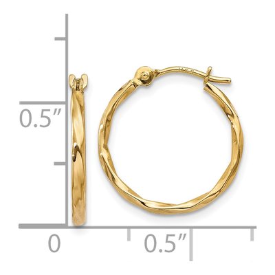 14K Yellow Gold 14mm Twist Hoop Earrings – view 4