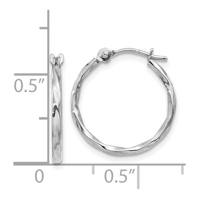 14K White Gold 14mm Twisted Hoop Earrings – view 5