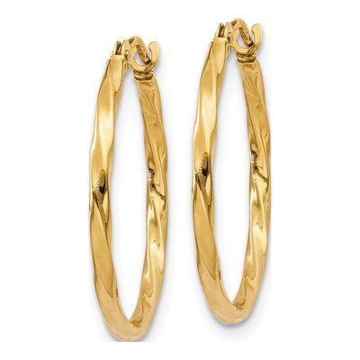 14K Yellow Gold 17mm Twist Hoop Earrings – view 3