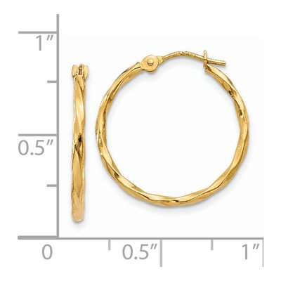 14K Yellow Gold 17mm Twist Hoop Earrings – view 4