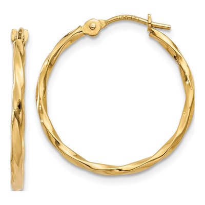 14K Yellow Gold 17mm Twist Hoop Earrings