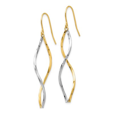 14K Two-Tone Gold Twist Dangle Earrings – view 3