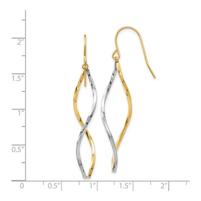 14K Two-Tone Gold Twist Dangle Earrings – view 5