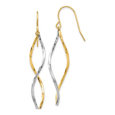 14K Two-Tone Gold Twist Dangle Earrings