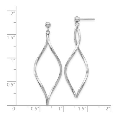 14K White Gold Twisted Oval Dangle Earrings – view 5