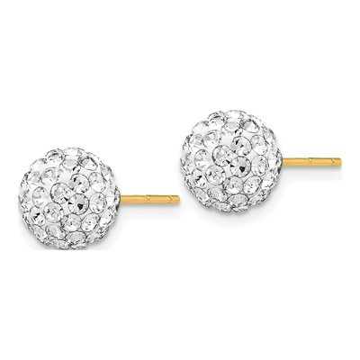 14K Yellow Gold Crystal Ball Stud Earrings – view 3