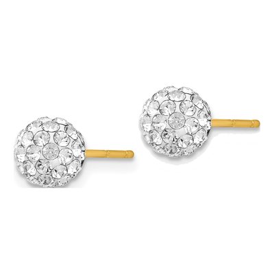 14K Yellow Gold Crystal Ball Stud Earrings – view 3
