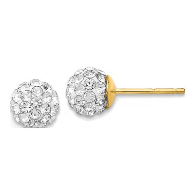 14K Yellow Gold Crystal Ball Stud Earrings