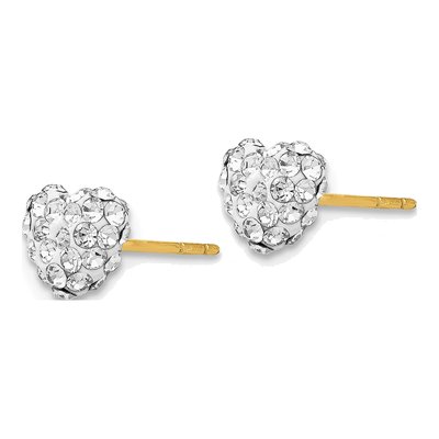 14K Yellow Gold Crystal Heart Stud Earrings – view 3