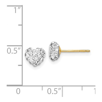 14K Yellow Gold Crystal Heart Stud Earrings – view 5