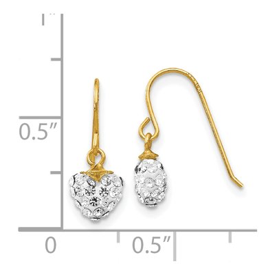 14K Yellow Gold Crystal Heart Dangle Earrings – view 5