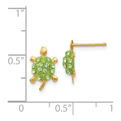 14K Yellow Gold Crystal Turtle Stud Earrings – view 5