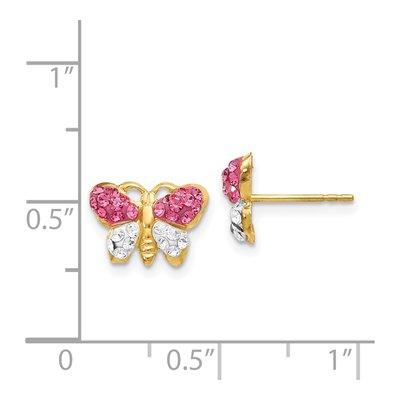 14K Yellow Gold Crystal Butterfly Stud Earrings – view 5