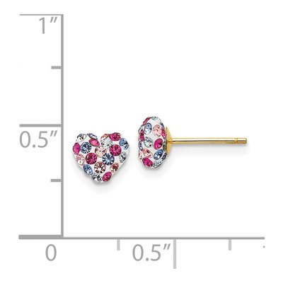 14K Yellow Gold Crystal Heart Stud Earrings – view 5