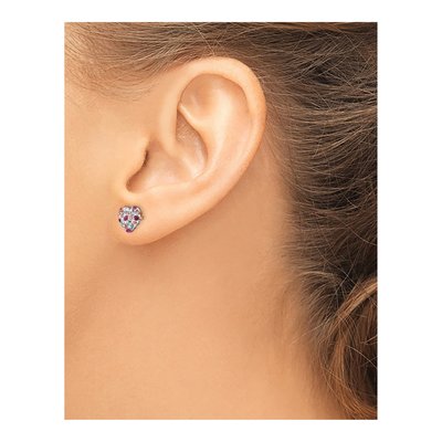 14K Yellow Gold Crystal Multi-Colored Heart Stud Earrings – view 4