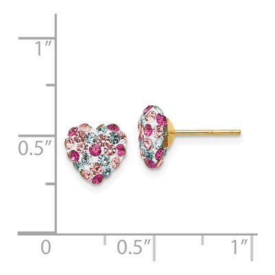 14K Yellow Gold Crystal Multi-Colored Heart Stud Earrings – view 5