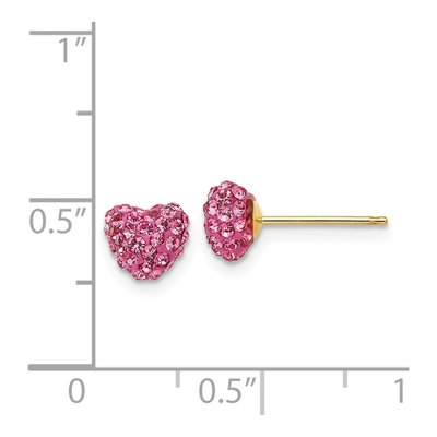 14K Yellow Gold Crystal Heart Stud Earrings – view 5
