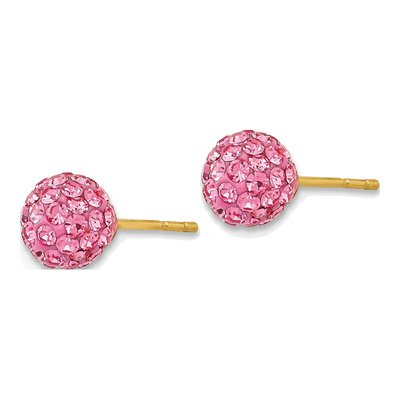 14K Yellow Gold Crystal Ball Stud Earrings – view 4