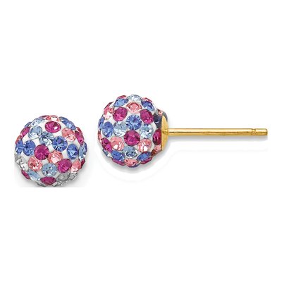 14K Yellow Gold Crystal Multi Ball Stud Earrings