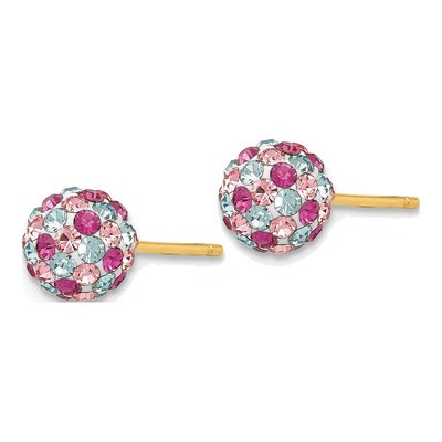14K Yellow Gold Crystal Multi-Color Ball Stud Earrings – view 4