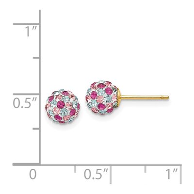 14K Yellow Gold Crystal Multi-Color Ball Stud Earrings – view 6