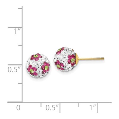 14K Yellow Gold Crystal Flower Ball Stud Earrings – view 5