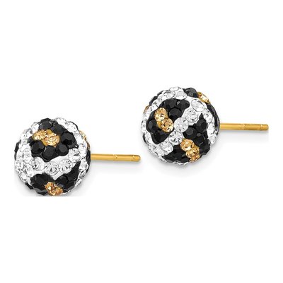 14K Yellow Gold Crystal Leopard Print Ball Stud Earrings – view 3