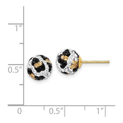 14K Yellow Gold Crystal Leopard Print Ball Stud Earrings – view 5