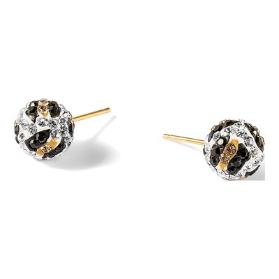 14K Yellow Gold Crystal Leopard Print Ball Stud Earrings – view 6