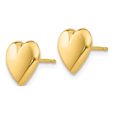 14K Yellow Gold Heart Stud Earrings – view 3