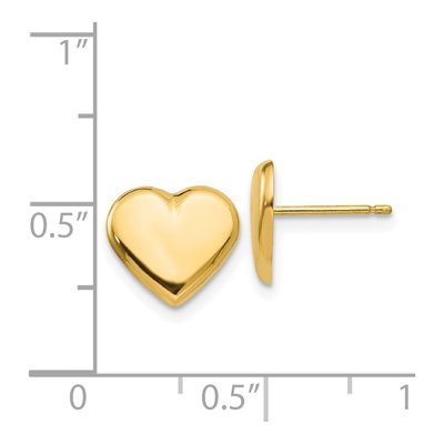 14K Yellow Gold Heart Stud Earrings – view 5