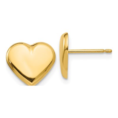 14K Yellow Gold Heart Stud Earrings