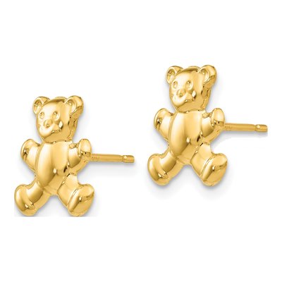 14K Yellow Gold Teddy Bear Stud Earrings – view 3