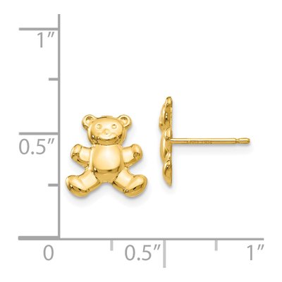 14K Yellow Gold Teddy Bear Stud Earrings – view 5