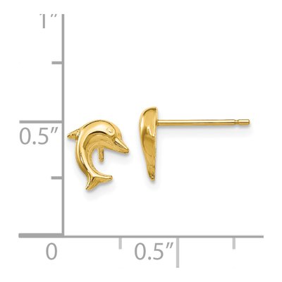 14K Yellow Gold Small Dolphin Stud Earrings – view 5