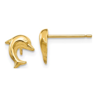 14K Yellow Gold Small Dolphin Stud Earrings