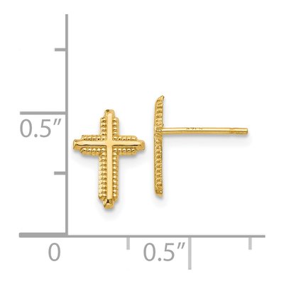 14K Yellow Gold Cross Stud Earrings – view 5