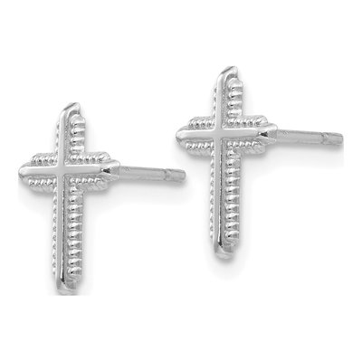 14K White Gold Cross Stud Earrings – view 3