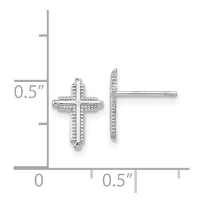 14K White Gold Cross Stud Earrings – view 5
