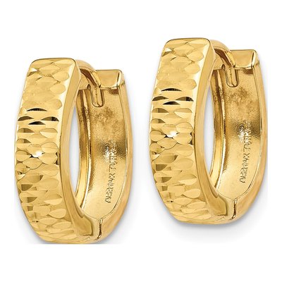 14K Yellow Gold 12mm Textured Huggie Hoop Earrings – view 3