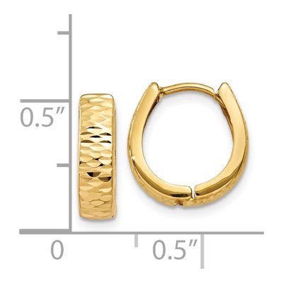 14K Yellow Gold 12mm Textured Huggie Hoop Earrings – view 5