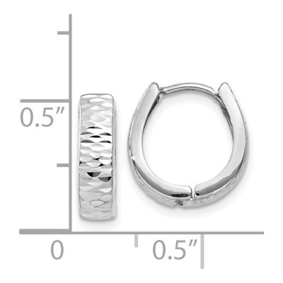 14K White Gold 12mm Textured Huggie Hoop Earrings – view 5